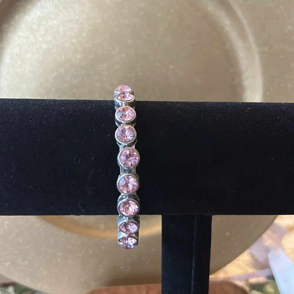 Pink Rhinestone Bracelet with Magnetic Clasp; Perfect Condition; Easy On and Off